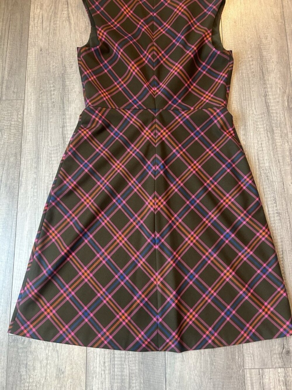 Trina Turk Delightful Dress A Line Plaid Dress Size 10 Brown Pink Wedding Guest - Picture 15 of 16